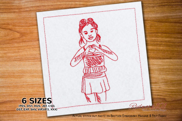 Cute Girl Making a Heart: A Valentine’s Embroidery Review